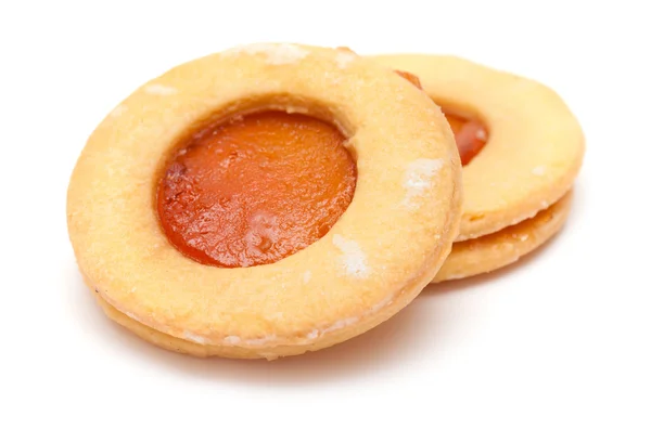 Traditional canarian biscuits of butter and apricot jam — Stock Photo, Image