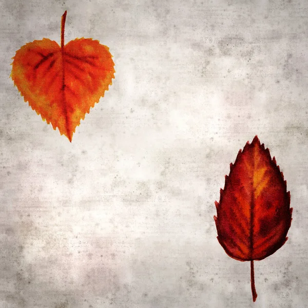 Stilvolle Strukturierte Alte Papierhintergrund Mit Herbstlichen Blättern Farbe Tinte — Stockfoto