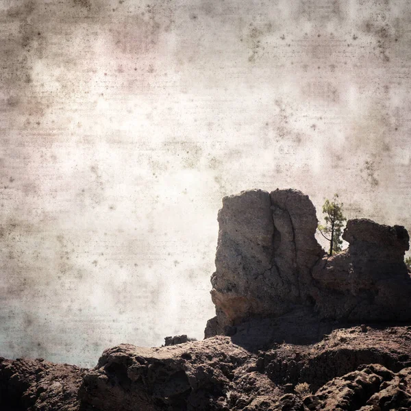 Élégant Papier Texturé Vieux Fond Carré Avec Paysage Gran Canaria — Photo