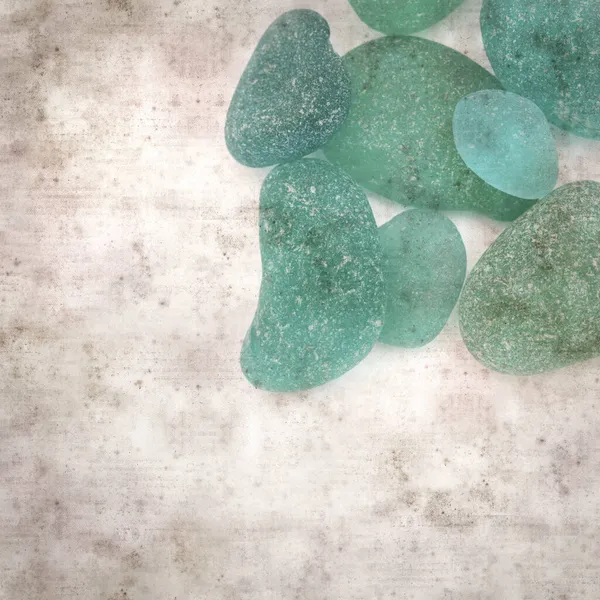 Stylish Textured Old Paper Background Sea Glass Pebble Pieces — Stock Photo, Image
