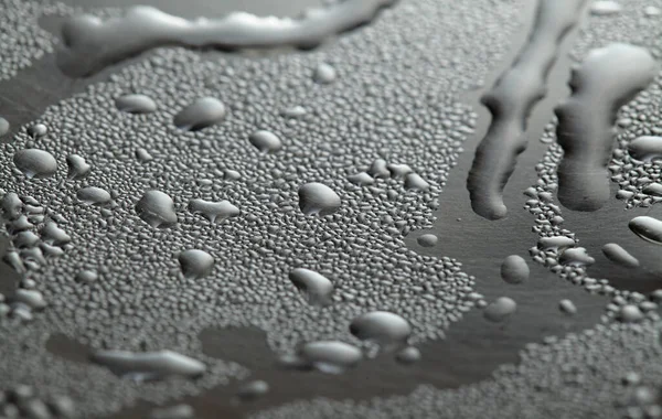 Macro Background Water Droplets Condensation Pattern Metal Surface — Stock Photo, Image