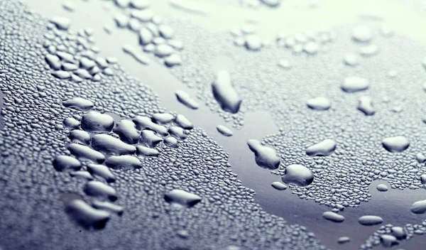 Fondo Macro Con Patrón Condensación Gotas Agua Superficie Metálica — Foto de Stock