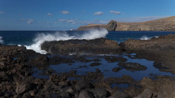 Gran Canaria Costa Noroeste Torno Piscinas Naturais Salinas Agaete Ondas — Fotografia de Stock