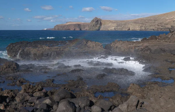 Gran Canaria Nordvästra Kusten Runt Naturliga Pooler Salinas Agaete Vågor — Stockfoto