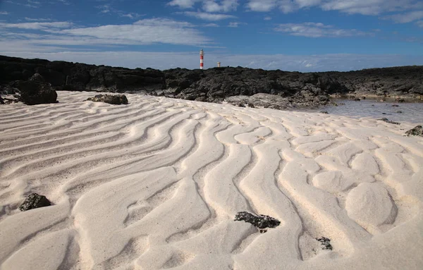 Natural Sand Pattern Created Flow Tide Ripples Edge Beach — Stock Photo, Image