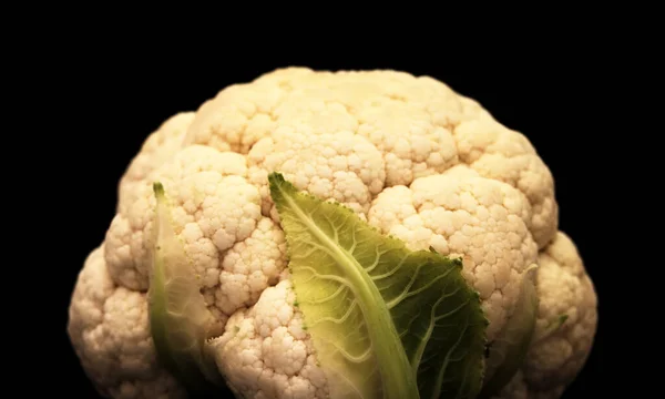 Cauliflower Head Isolated Black Background — Stock Photo, Image
