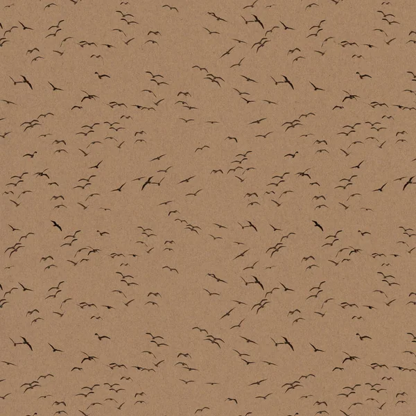 Stylish Textured Old Paper Background Flock Flying Seagulls — Stock Photo, Image