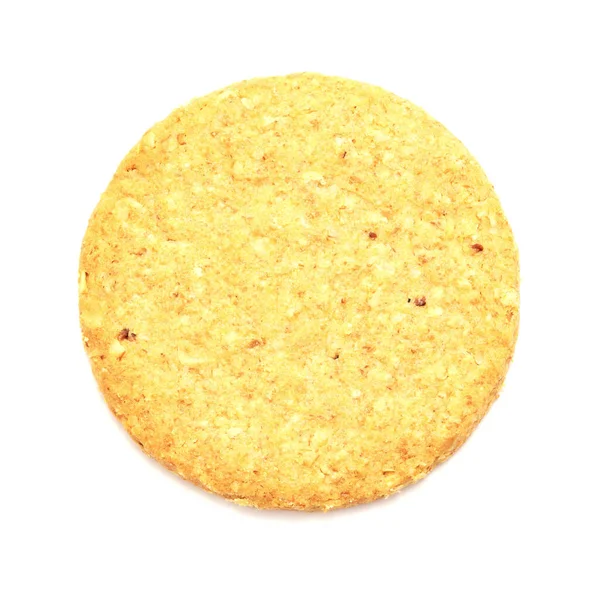 白色背景下孤立的圆形烘焙燕麦饼 — 图库照片