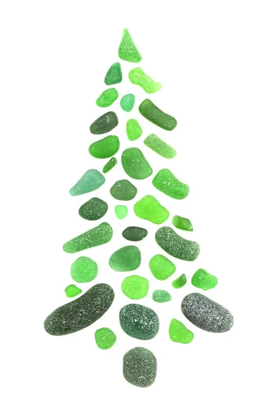 Christmas Tree Made Pieces Seaglass — ストック写真