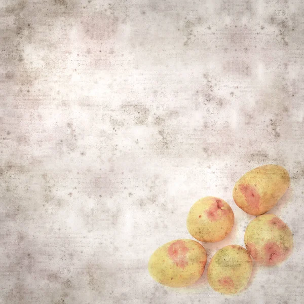 カナリア諸島の新しいジャガイモと正方形のスタイリッシュな古いテクスチャ紙の背景 — ストック写真