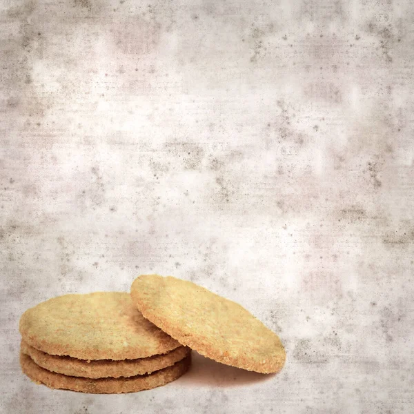 Quadratische Stilvolle Alte Strukturierte Papier Hintergrund Mit Runden Gebackenen Haferkuchen — Stockfoto