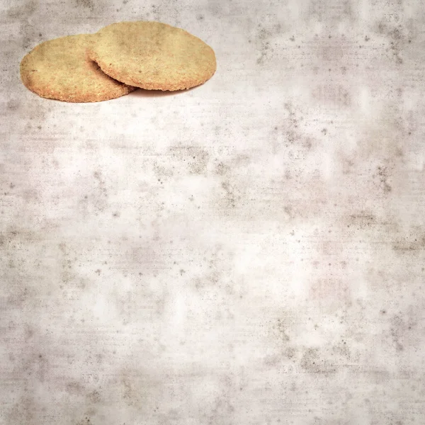 圆形烘焙燕麦饼的方方方正正的老式纹理纸背景 — 图库照片