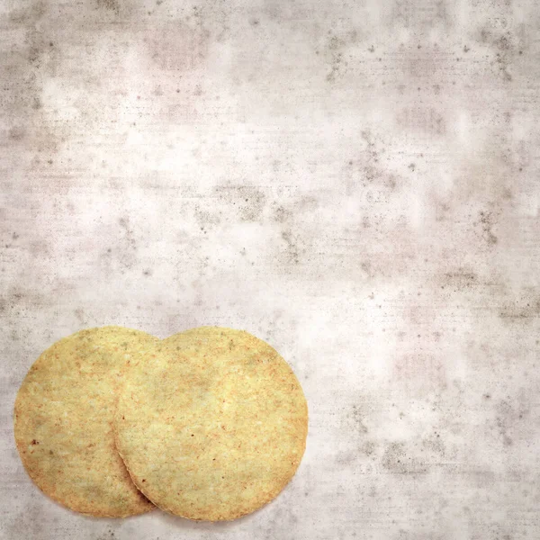 Square Stylish Old Textured Paper Background Baked Oatcakes — 图库照片