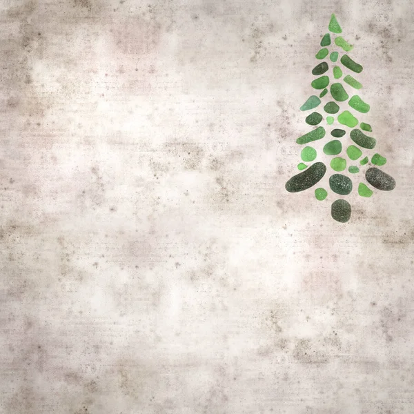 Stylish Textured Old Paper Background Christmas Tree Made Sea Glass — стоковое фото