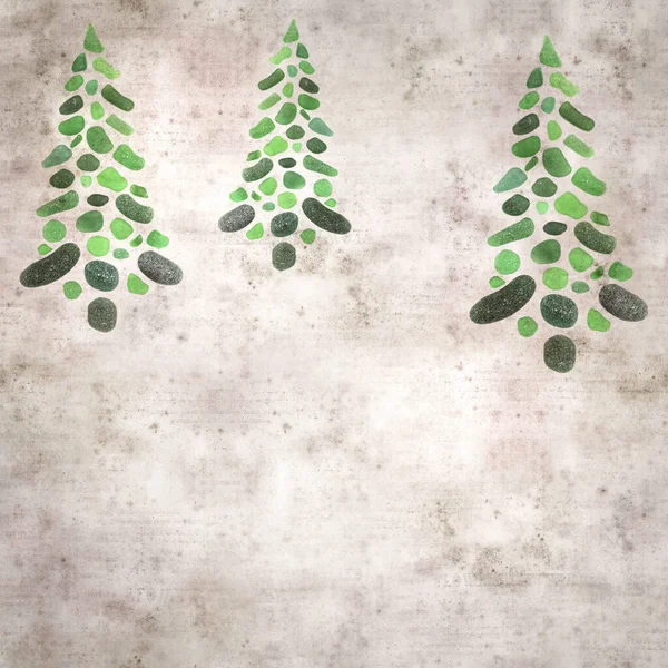 Stijlvolle Textuur Oude Papieren Achtergrond Met Kerstboom Gemaakt Van Zeeglas — Stockfoto