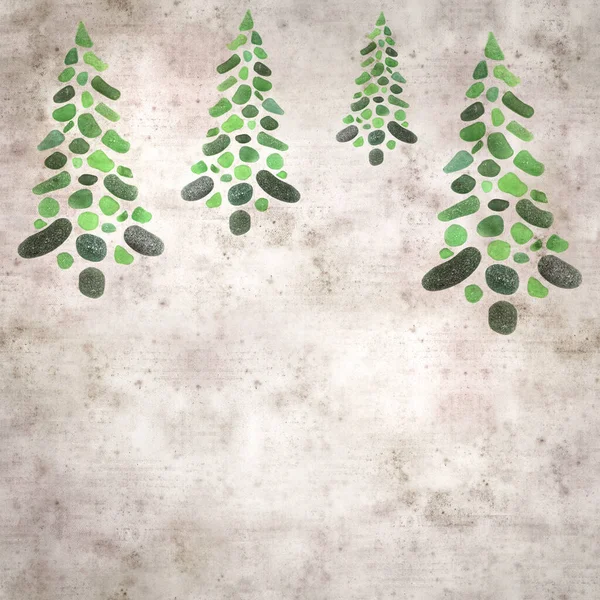 Stylish Textured Old Paper Background Christmas Tree Made Sea Glass — Stock Photo, Image
