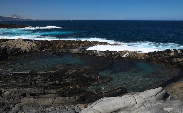 Gran Canaria Północne Wybrzeże Naturalny Basen Charco Las Palomas Chroniony — Zdjęcie stockowe