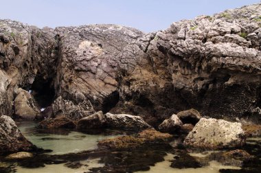 İspanya 'nın kuzeyinde Cantabria' nın kıyı kesiminde, Costa Quebrada, yani Kırık Kıyı, Liencres 'teki Playa de Somocuevas Koyu civarında.