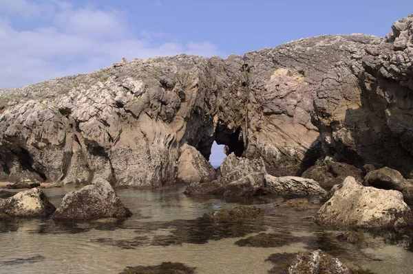 Coastal Része Cantabria Észak Spanyolország Costa Quebrada Azaz Broken Coast — Stock Fotó