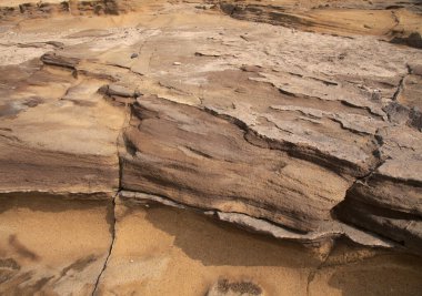 Gran Canaria, Las Palmas de Gran Canaria kıyısındaki El Confital plajındaki kayaların dokusu.