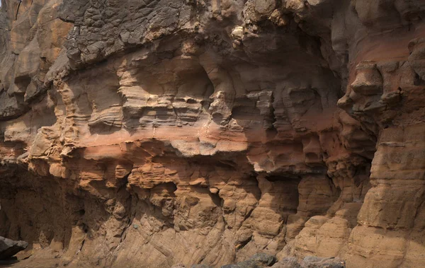 Gran Canaria Texturen Van Rotsen Van Confital Strand Aan Rand — Stockfoto