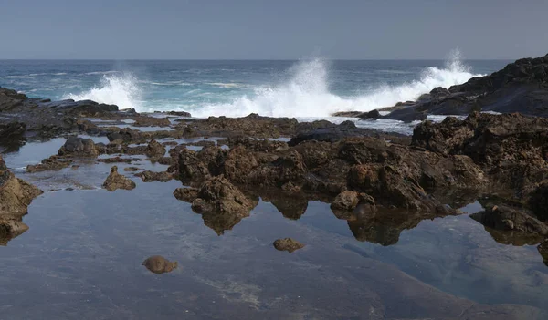Gran Canaria Północne Wybrzeże Baseny Skalne Wokół Puertillo Banaderos Chronione — Zdjęcie stockowe