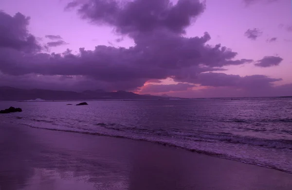 Solnedgång Stranden Las Canteras Las Palmas Gran Canaria — Stockfoto