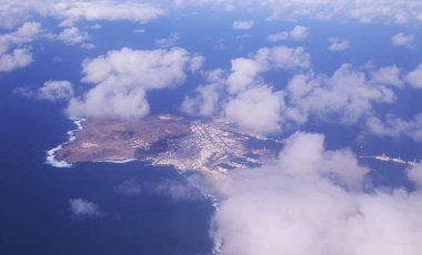 Las Palmas, alçaktan uçan bir uçaktan alınan Las Palmas manzarası