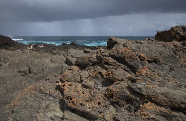 Gran Canaria Północne Wybrzeże Baseny Skalne Wokół Puertillo Banaderos Chronione — Zdjęcie stockowe