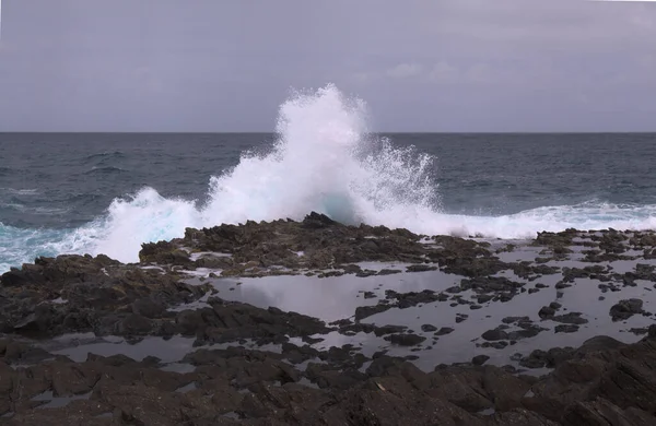 Gran Canaria Costa Norte Piscinas Rocosas Alrededor Del Área Puertillo —  Fotos de Stock