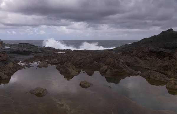 Gran Canaria Nordküste Steinpools Rund Puertillo Banaderos Die Durch Eine — Stockfoto