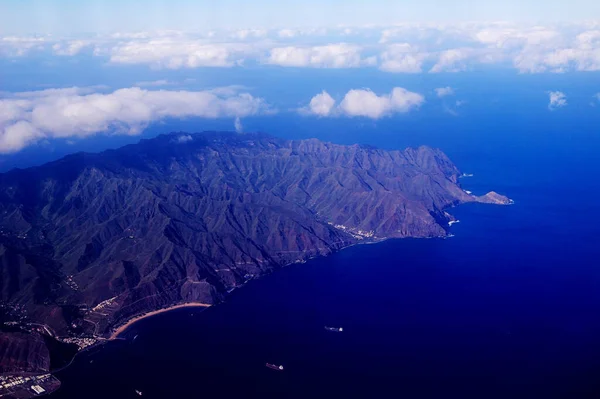 Tenerife Krajina Severovýchodě Ostrova Převzata Nízko Letícího Letadla Přiblížení Letiště — Stock fotografie