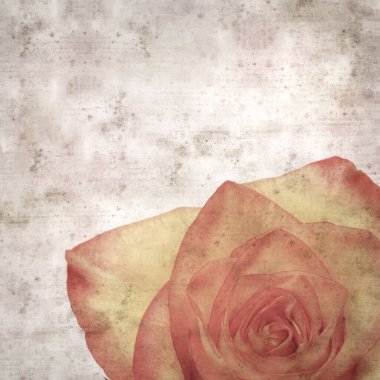 Kare biçiminde, sarı ve turuncu güllü eski desenli kağıt arka plan