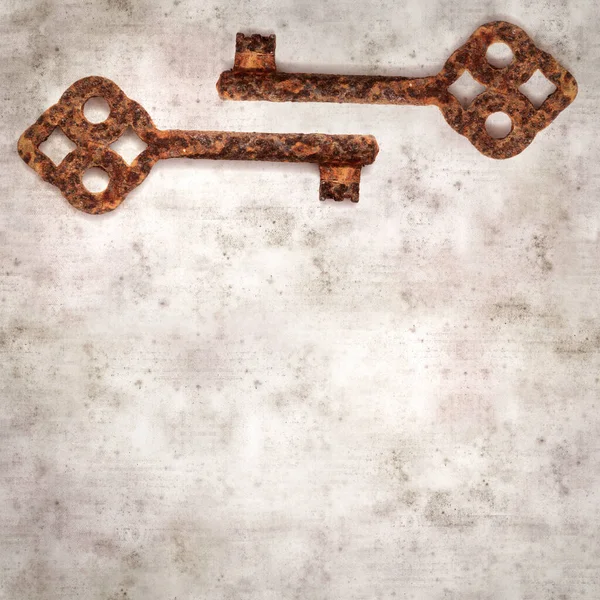 Stylish Textured Old Paper Background Old Rusty Key — 스톡 사진