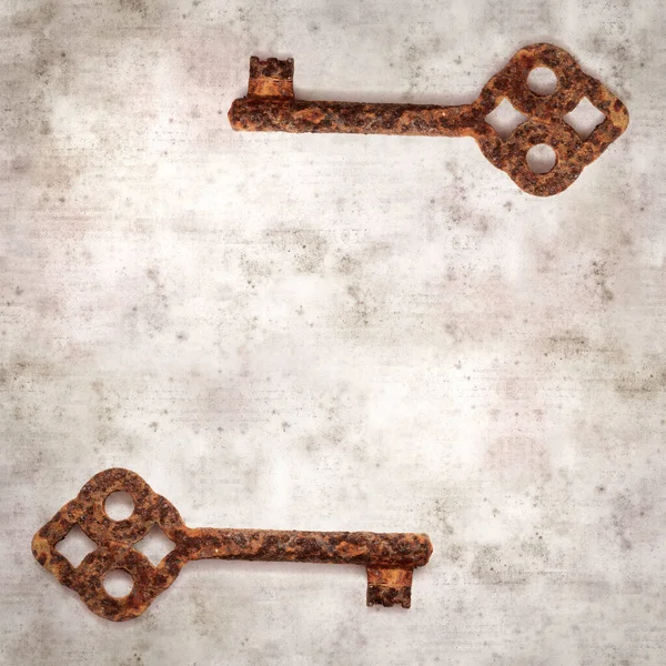 Stylish Textured Old Paper Background Old Rusty Key — 스톡 사진