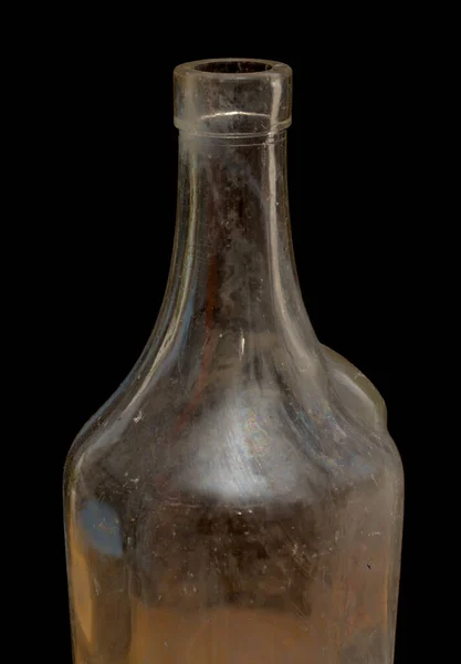 Old Liquer Bottle Clear Glass Found Shore Natural Frosting Iridicent — Stock Photo, Image