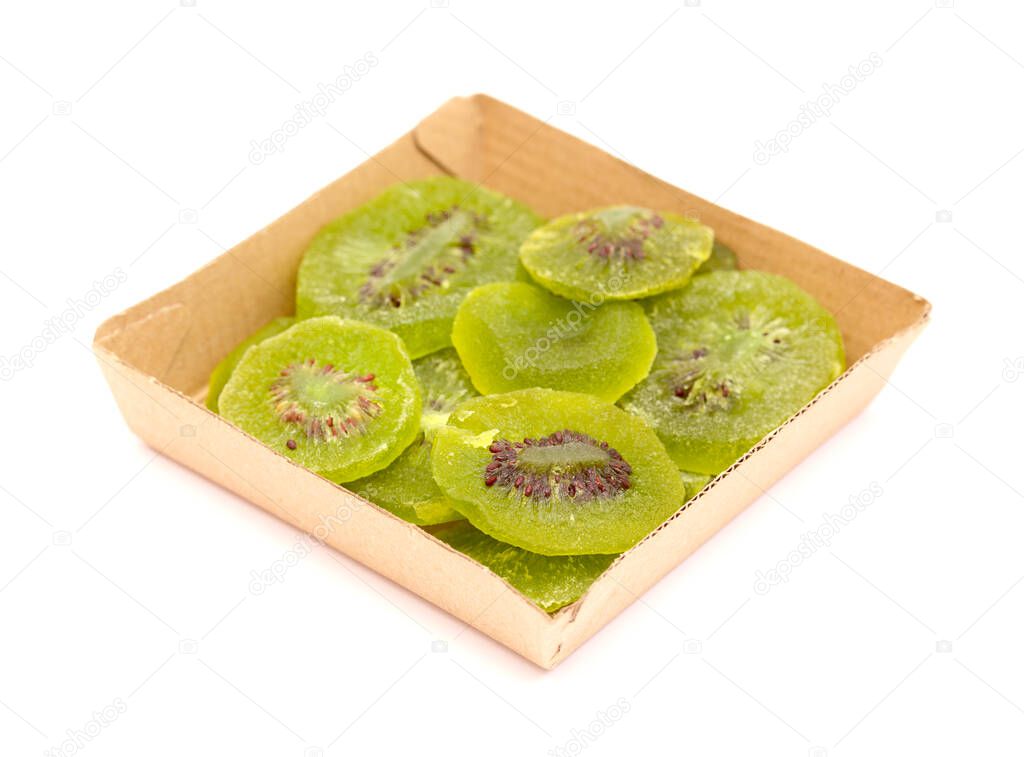 dried kiwi slices isolated on white background