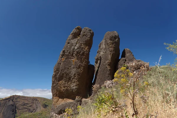 大加那利亚 San Mateo市景观 Lechucilla的Los Roquetes岩层 — 图库照片