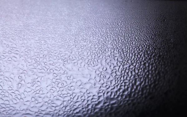 Macro Background Water Droplets Condensation Pattern Metal Surface — Stock Photo, Image