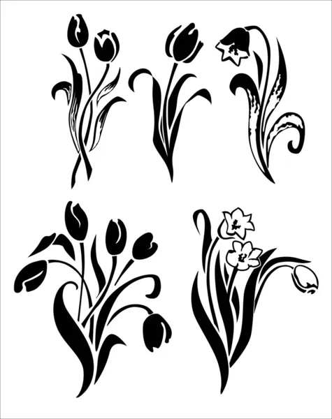 Tulips silhouette — Stock Vector