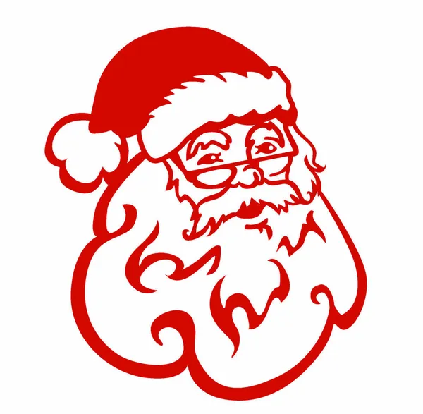 Das Gesicht Eines Freundlichen Weihnachtsmannes Brille Mit Bart Und Hut — Stockvektor