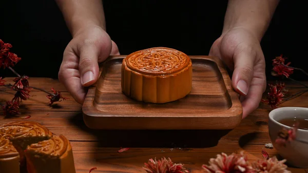 Tasty moon cakes for Mid Autumn festival or Chinese traditional festival.