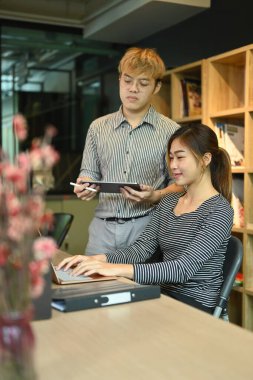 Team of software developers working and creating innovative software together at contemporary office.