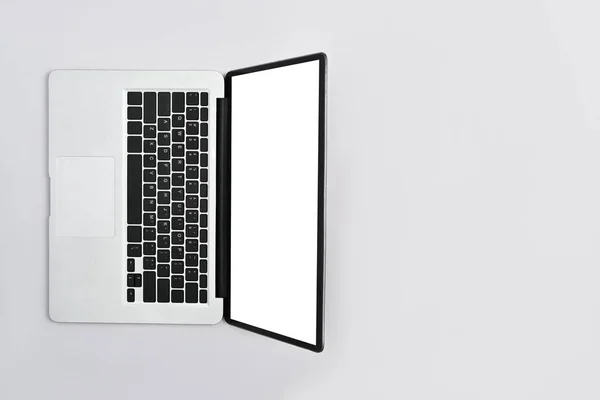 View Mock Laptop Blank Display White Background Top View Copy — Stockfoto
