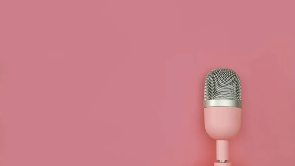 Microphone Pink Background Copy Space Your Text Technology Audio Equipment — 图库照片