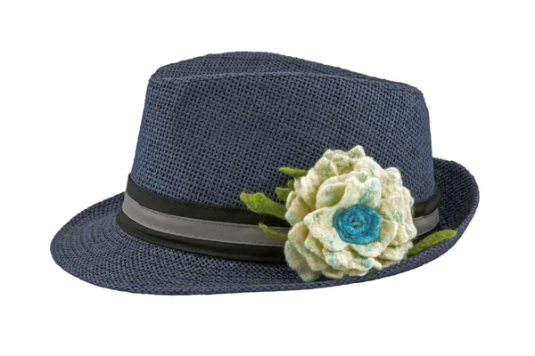 A hat with a flower on a white background — Stock Photo, Image