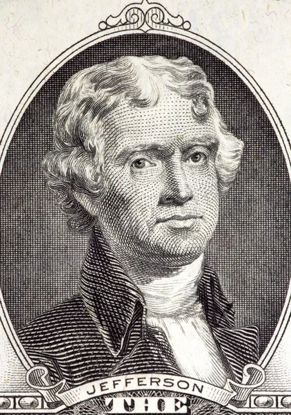 Porträt von Thomas Jefferson auf 2-Dollar-Schein — Stockfoto