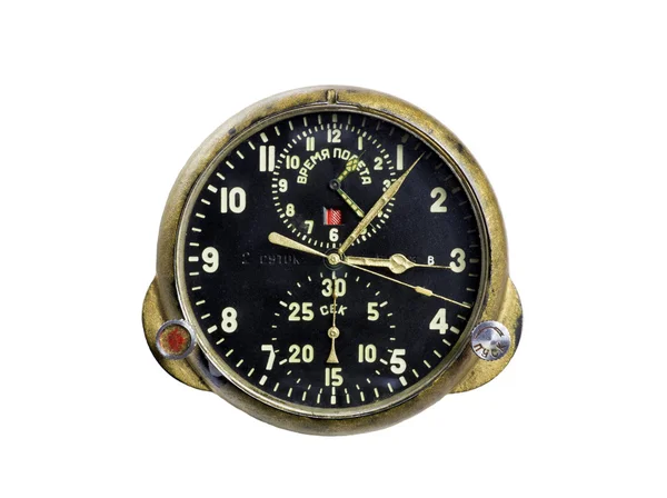 Relógio de aviação em fundo branco — Fotografia de Stock