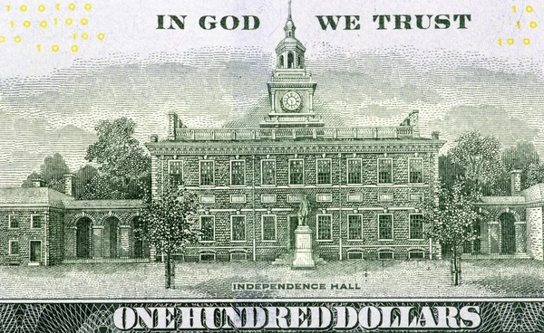 Detail of the back side of the 100 dollar bill — Stock Photo, Image