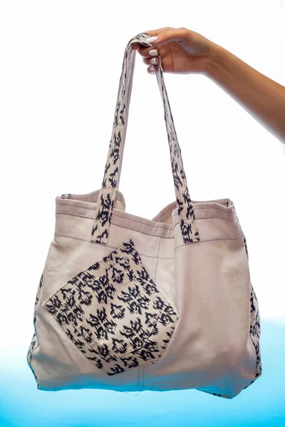 Επαναχρησιμοποιήσιμο Παντοπωλείο Eco Bag Από Φυσικά Υφάσματα Λευκό Φόντο — Φωτογραφία Αρχείου